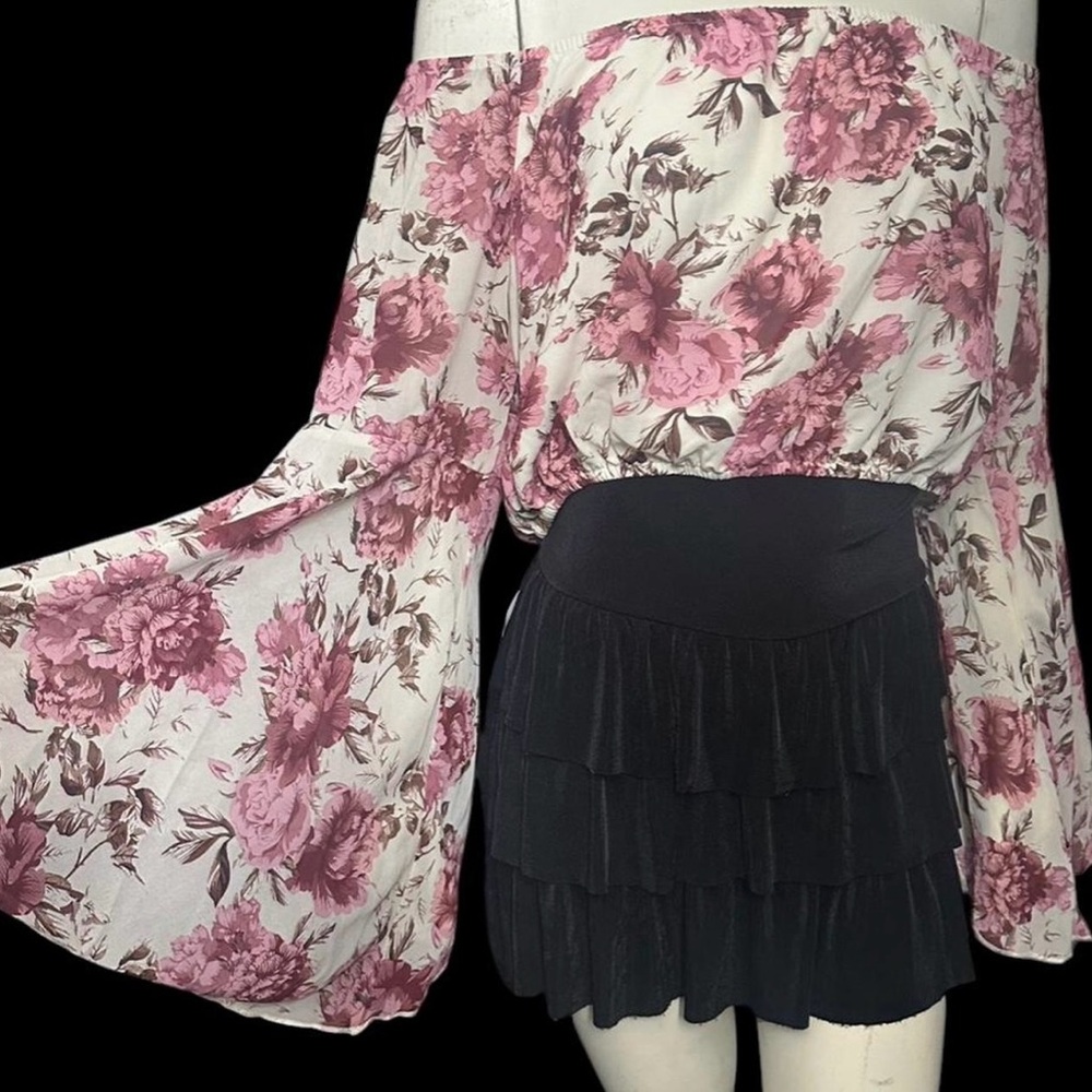 Floral Off The Shoulder Blouse with Fairy Sleeves